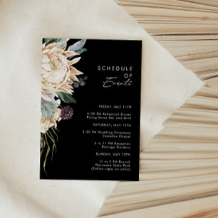 White Floral Black Schedule of Events Enclosure Card