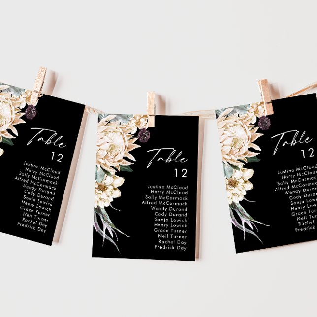 White Floral | Black Table Number Chart (Creator Uploaded)