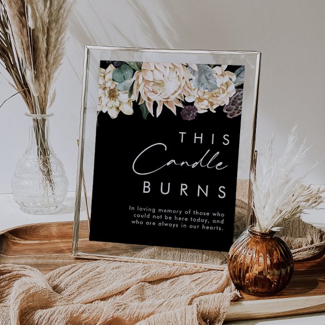 White Floral | Black This Candle Burns Sign (Creator Uploaded)