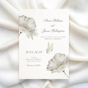White floral bloom wedding invitation