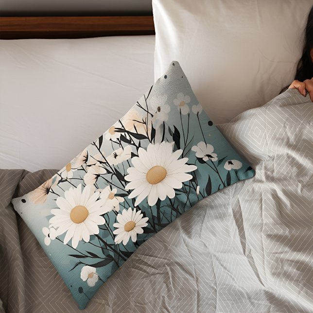 White Floral Blue Elegance Pillowcase (Creator Uploaded)