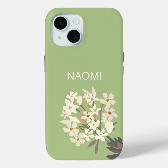 White Floral Bouquet Custom Name  Case-Mate iPhone Case (Back)