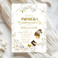 White Floral Bow Coquette Primera Communion