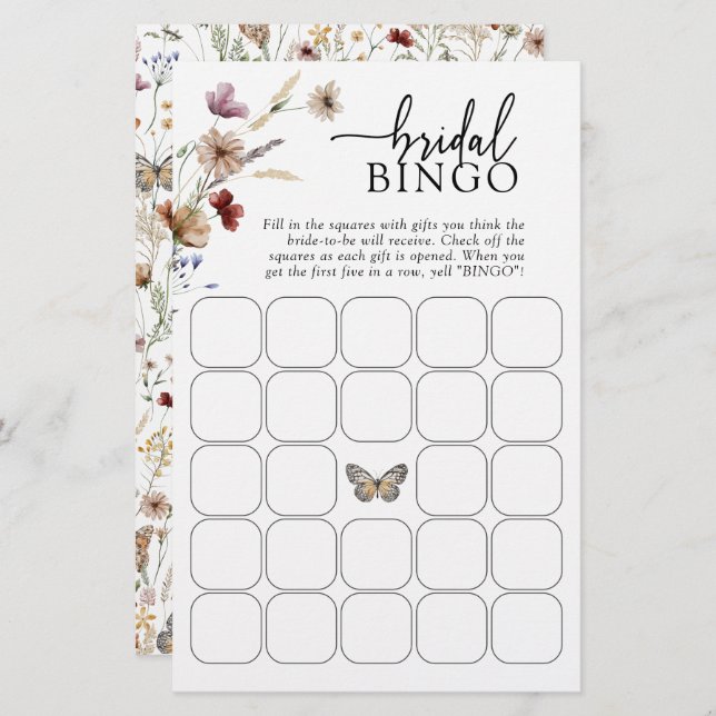 White Floral Bridal Bingo (Front/Back)