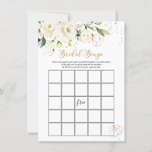 White Floral Bridal Bingo/He Said, She Said Games Invitation