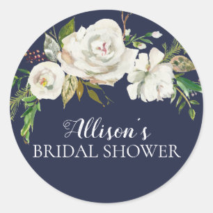 White Floral Bridal Shower Envelope Seal