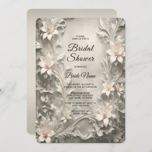 White Floral Bridal Shower Invitation