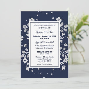 White Floral Bridal Shower Invitation