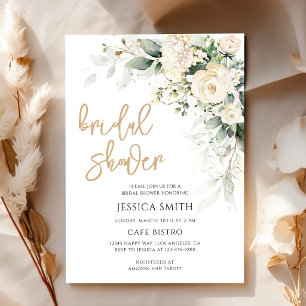 White Floral Bridal Shower Invitation