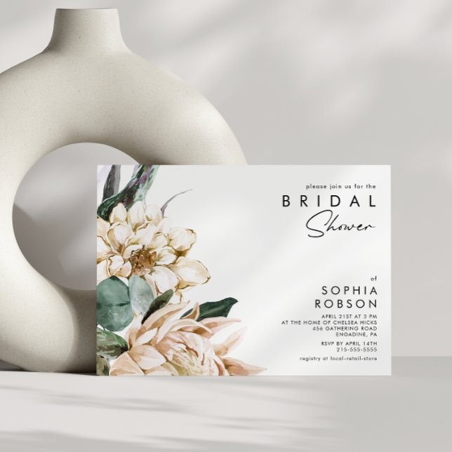 White Floral Bridal Shower Invitation (Creator Uploaded)