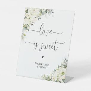 White Floral Bridal Shower Love Is Sweet Sign