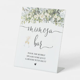 White Floral Bridal Shower Mimosa Bar Sign