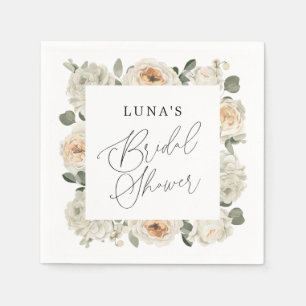 White floral Bridal Shower  Napkin