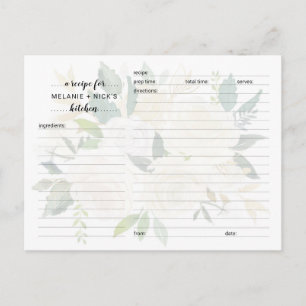White Floral Bridal Shower recipe card