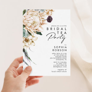 White Floral Bridal Tea Party Invitation