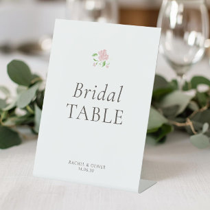 White   Floral Bridal Wedding Table Top Pedestal Sign