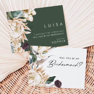 White Floral Bridesmaid Proposal Invitation