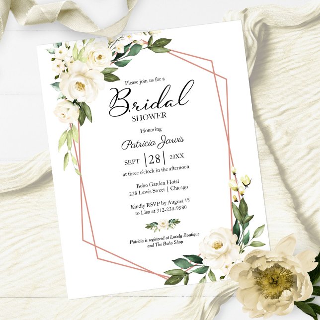 White Floral Budget Bridal Shower Invitation (Creator Uploaded)