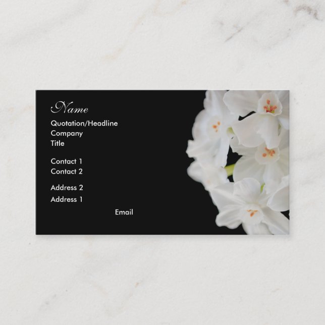 White Floral Business Card (Front)