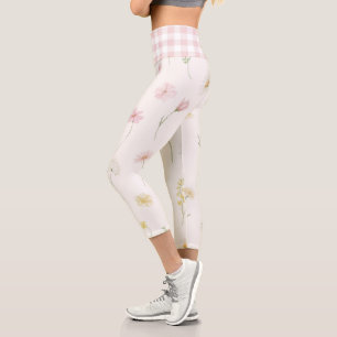 White Floral Capri Leggings