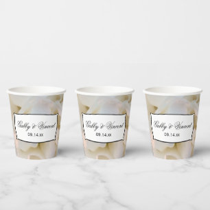 White Floral Carnation Wedding Paper Cups