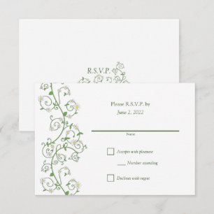 White Floral Climbing Vine RSVP Card
