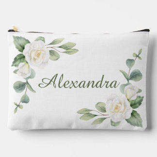 White Floral Custom Bridesmaid Favour Accessory Pouch