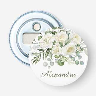 White Floral Custom Bridesmaid Favour Bottle Opener