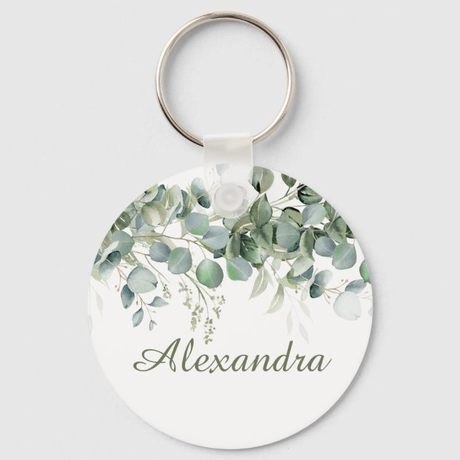 White Floral Custom Bridesmaid Favour  Key Ring (Front)