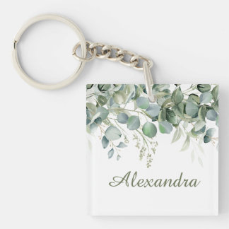 White Floral Custom Bridesmaid Favour  Key Ring