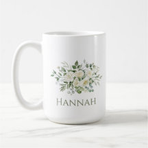 White Floral Custom Bridesmaid Favour Mug