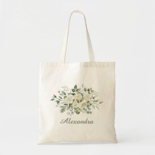 White Floral Custom Bridesmaid Favour  Tote Bag
