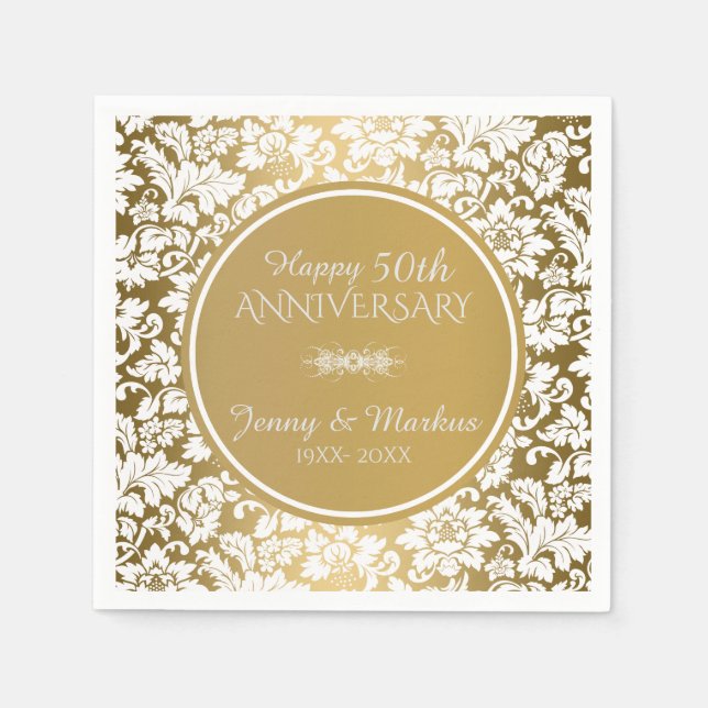 White Floral Damask Pattern Napkin (Front)