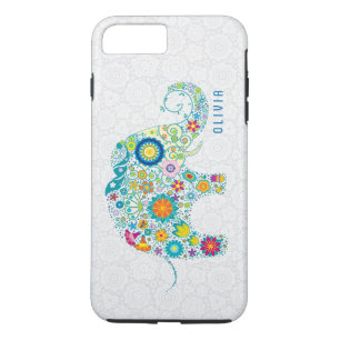 White Floral Damasks Colourful Floral Elephant Case-Mate iPhone Case