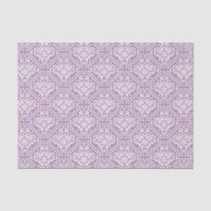 White Floral Damasks & Plum Purple Background Tissue Paper