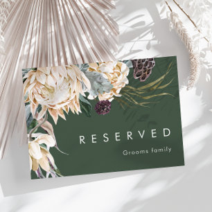 White Floral   Dark Green Reserved Sign
