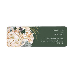 White Floral   Dark Green Return Address