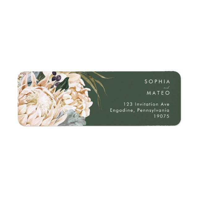 White Floral | Dark Green Return Address (Front)