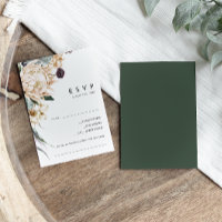 White Floral | Dark Green Song Request RSVP Card