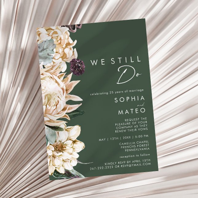 White Floral | Dark Green We Still Do Renewal Invitation (Creator Uploaded)