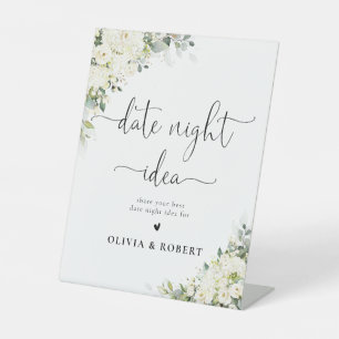 White Floral Date Night Idea Sign