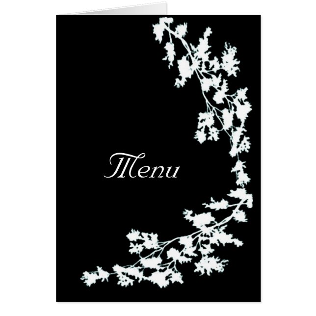 White Floral Deco Wedding Menu Card (Front)