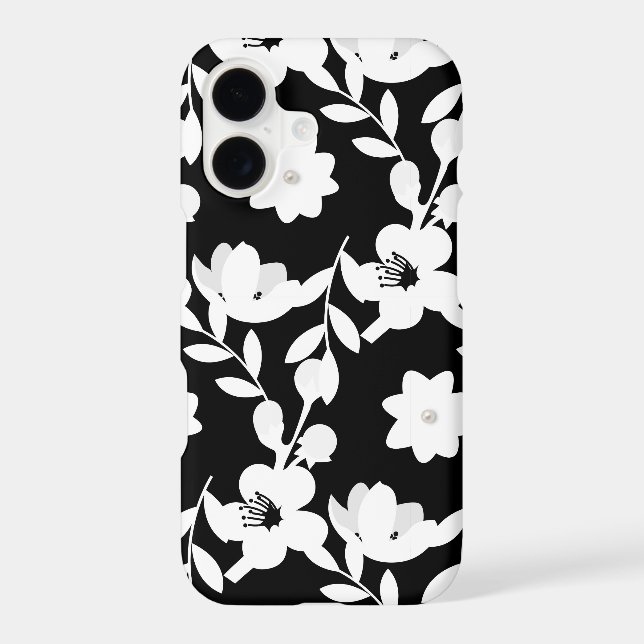 White Floral Design with Pearls on Black (Back)