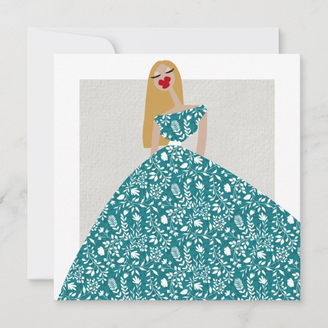 White Floral Dress Fashion Illustration Card (Front)