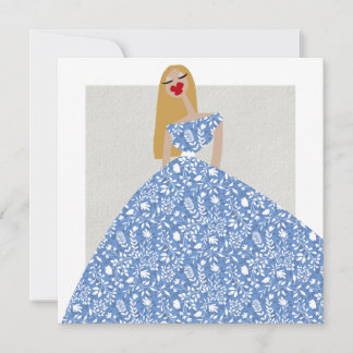 White Floral Dress Glam Fashion Illustration Card