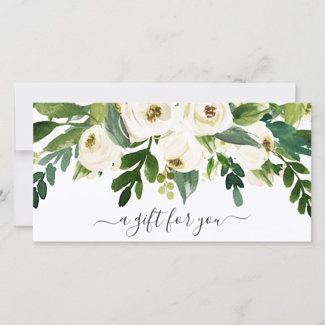 White Floral Elegant Business Gift Certificate (Front)