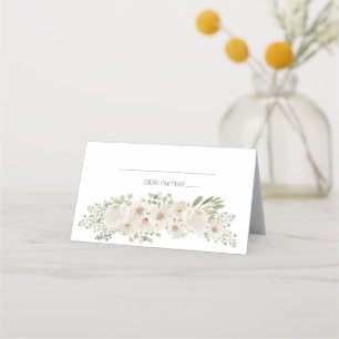 White Floral Elegant Romantic Wedding Place Card
