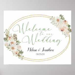 White Floral Elegant Romantic Wedding Poster
