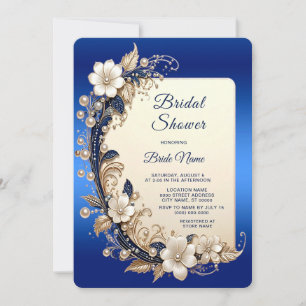 White Floral Embellishment Bridal Shower Invitatio Invitation