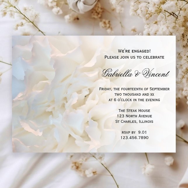 White Floral Engagement Party Invitation (Creator Uploaded)